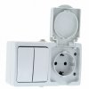 EKF Блок розетка-выключатель, 2 клавиши, 16А, с крышкой IP54 PROxima EVRV16-052-10-540