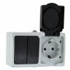 EKF Блок розетка-выключатель, 2 клавиши, 16А, с крышкой IP54 PROxima EVRV16-052-30-540