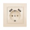 EKF Минск Розетка 1-местная СП с/з 16А бежевая ERR16-028-200-2USB