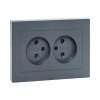 EKF UP1-SOG-201 Механизм розетки двойной, 16А, без заземления, со шторками, с рамкой