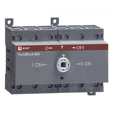 Фотография товара 'EKF Рубильник 100A 3P реверсивный c рукояткой для прямой установки tb-s-100-3p-rev'