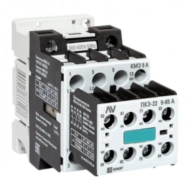 Фотография товара 'EKF ctr-s-9-10-400-av-22 Комплект КМЭ 9А 1NO 400В АС с дополнительными контактами 2НО+2НЗ'