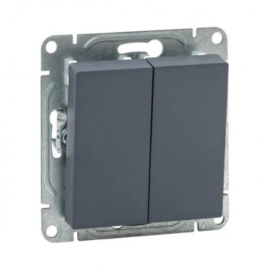 Фотография товара 'EKF UP1-SWG-21 Механизм выключателя, двухклавишный, проходной, графит Эпика'