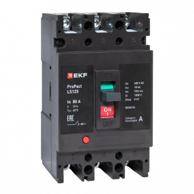 Фотография товара 'EKF mccb-125-18-3-80-ls Автоматический выключатель LS125 18кА 3P 80А'