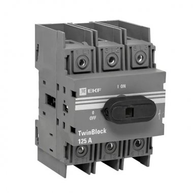 Фотография товара 'EKF tb-125-3p-f Рубильник 125A 3P c рукояткой управления для прямой установки TwinBlock'