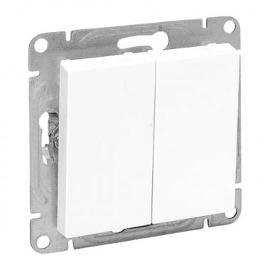 Фотография товара 'EKF UP1-SWW-20 Механизм выключателя, двухклавишный, белый Эпика'