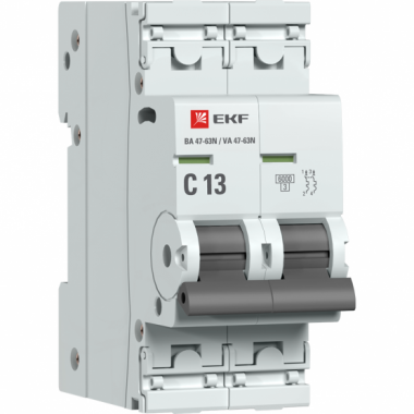 Фотография товара 'EKF M636213C Автоматический выключатель 2P 13А (C) 6кА ВА 47-63N PROxima'