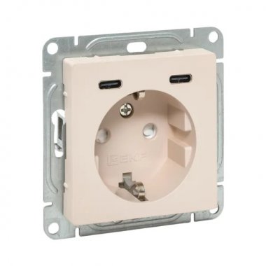 Фотография товара 'EKF UP1-SOI-111-2USBC Механизм розетки с USB-C - 2шт, 16А, с заземлением, со шторками'