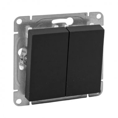 Фотография товара 'EKF UP1-SWB-20 Механизм выключателя, двухклавишный, чёрный Эпика'