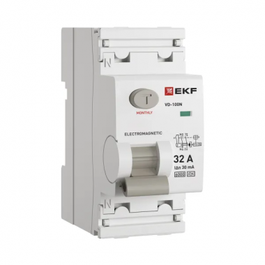 Фотография товара 'EKF E1026MA3230Выключатель дифференциального тока ВД-100N 2P 32А 30мА тип A эл-мех 6кА'