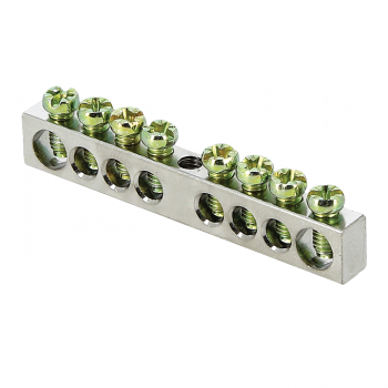 Фотография товара 'EKF Шина PEN «ноль-земля», (6x9мм), 8 отверстий, никель, крепеж по центру PROxima sn1-63-08'