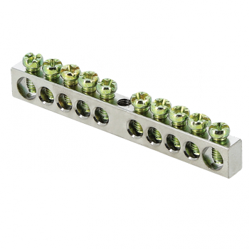 Фотография товара 'EKF Шина PEN «ноль-земля», (6x9мм), 10 отверстий, никель крепеж по центру PROxima sn1-63-10'