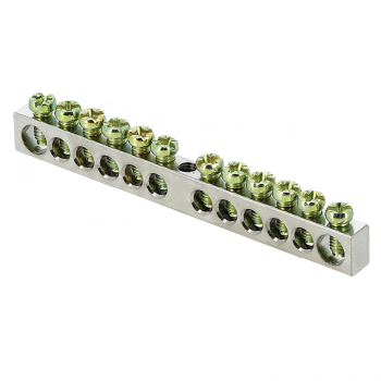 Фотография товара 'EKF  Шина PEN «ноль-земля», (6x9мм), 12 отверстий, никель, крепеж по центру PROxima sn1-63-12'