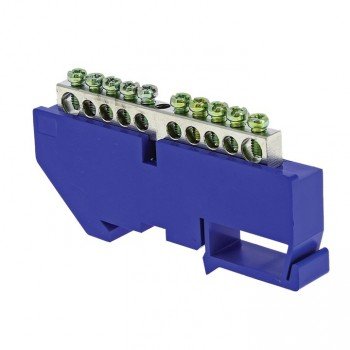 Фотография товара 'EKF Шина «0» N (6x9мм), 10 отверстий, никель, изолятор на DIN-рейку PROxima sn1-63-10-d'