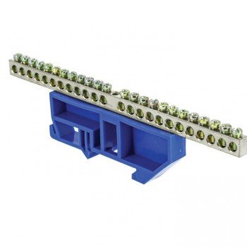 Фотография товара 'EKF Шина «0» N (6x9мм), 24 отверстий, никель, изолятор на DIN-рейку PROxima sn1-63-24-d'