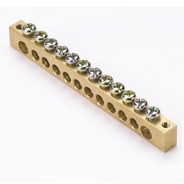 Фотография товара 'EKF Шина PEN «ноль-земля» (8х12мм), 12 отверстий, латунь, крепеж по краям PROxima sn0-125-12-k'