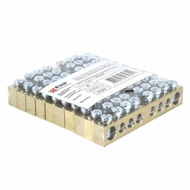 Фотография товара 'EKF Шина PEN «ноль-земля» (8х12мм), 14 отверстий, латунь, крепеж по краям PROxima sn0-125-14-k'