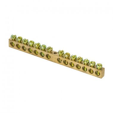 Фотография товара 'EKF Шина PEN «ноль-земля» (8х12мм), 14 отверстий, латунь, крепеж по центру PROxima sn0-125-14-c'