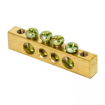 Фотография товара 'EKF Шина PEN «ноль-земля» (8х12мм), 4 отверстия, латунь, крепеж по краям PROxima sn0-125-4-k'