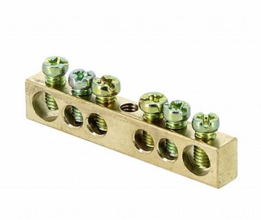 Фотография товара 'EKF Шина PEN «ноль-земля» (6x9мм), 6 отверстий, латунь, крепеж по центру PROxima sn0-63-06'