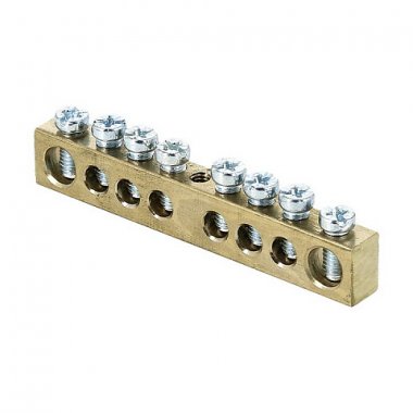 Фотография товара 'EKF Шина PEN «ноль-земля» (6x9мм), 8 отверстий, латунь, крепеж по центру PROxima sn0-63-08'