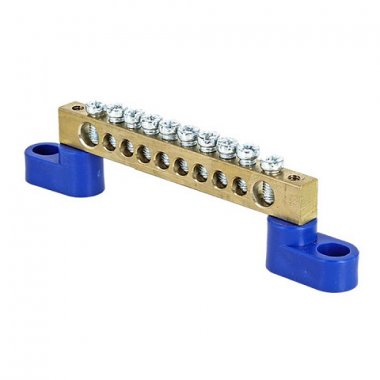 Фотография товара 'EKF Шина «0» N (8х12мм), 10 отверстий, латунь, 2 угловых изолятора PROxima sn0-125-10-2'