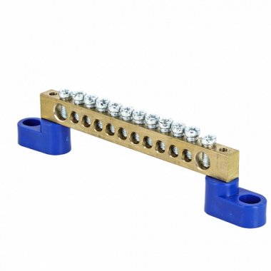 Фотография товара 'EKF Шина «0» N (8х12мм), 12 отверстий, латунь, 2 угловых изолятора PROxima sn0-125-12-2'