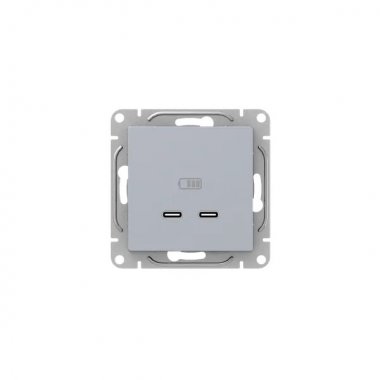 Фотография товара 'EKF UP1-SOA-2USBC Механизм розетки USB-C - 2шт, алюминий Эпика'