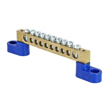 Фотография товара 'EKF Шина «0» N (6х9мм), 10 отверстий, латунь, 2 угловых изолятора PROxima sn0-2-63-10'