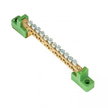 Фотография товара 'EKF Шина «0» PE (6x9мм), 12 отверстий, латунь, 2 угловых изолятора PROxima sn0-63-12-2-pe'