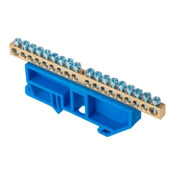 Фотография товара 'EKF Шина «0» N (6х9мм), 18 отверстий, латунь, изолятор на DIN-рейку PROxima sn0-63-18-d'