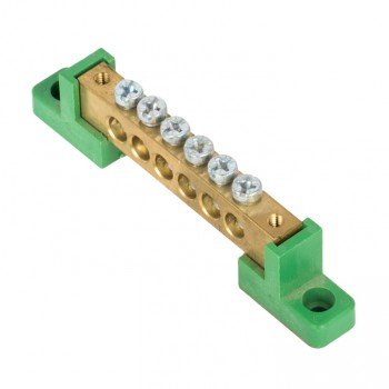 Фотография товара 'EKF Шина «0» PE (8x12мм), 6 отверстий, латунь, 2 угловых изолятора PROxima sn0-125-06-2-pe'