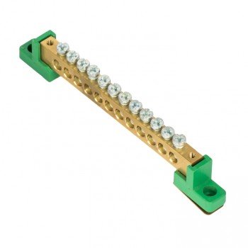 Фотография товара 'EKF Шина «0» PE (8x12мм), 12 отверстий, латунь, 2 угловых изолятора PROxima sn0-125-12-2-pe'