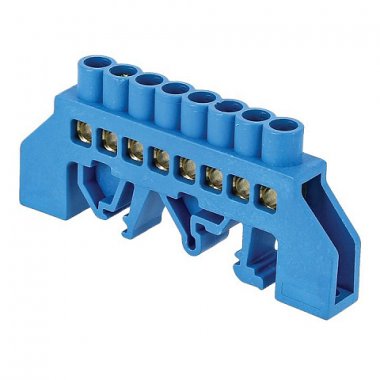 Фотография товара 'EKF Шина «0» N (8х12мм), 8 отверстий, латунь, нейлоновый корпус комбинированный PROxima sn0-125-8-dn'