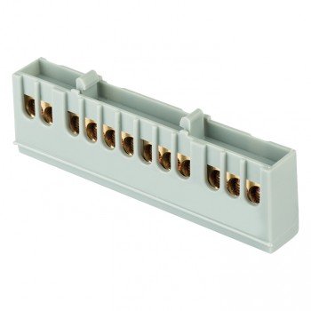 Фотография товара 'EKF Шина «фаза» L (6х9мм), 12 отверстий, латунь, изолированный корпус на DIN-рейку PROxima sn0-63-12-is'