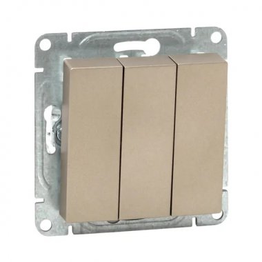 Фотография товара 'EKF UP1-SWC-31 Механизм выключателя, трёхклавишный, шампань Эпика'