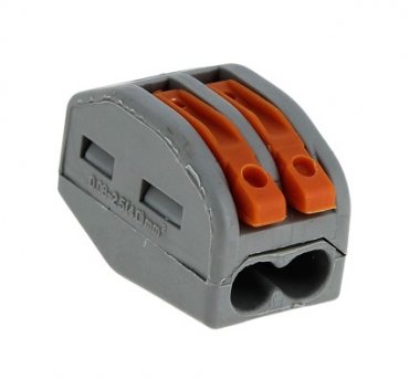 Фотография товара 'EKF Строительно-монтажная клемма СМК 222-412 с рычагом 2 отверстия 0,08-2,5мм2 PROxima plc-smk-412'