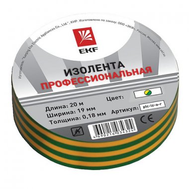 Фотография товара 'EKF Изолента класс А (профессиональная) (0,18х19мм) PROxima plc-iz-a-yg'