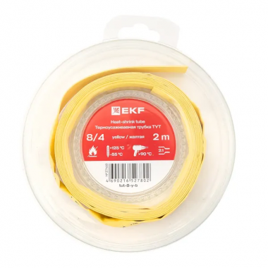 Фотография товара 'EKF tut-8-y-b Термоусаживаемая трубка ТУТ нг 8/4'
