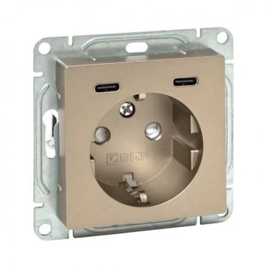 Фотография товара 'EKF UP1-SOC-111-2USBC Механизм розетки с USB-C - 2шт, 16А, с заземлением, со шторками'