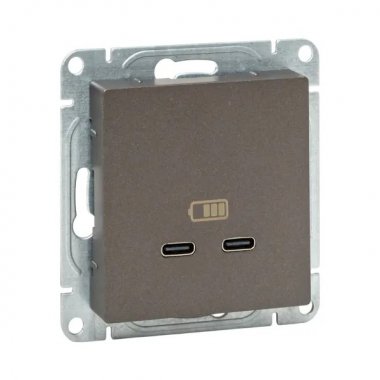 Фотография товара 'EKF UP1-SOM-2USBC Механизм розетки USB-C - 2шт, мокко Эпика'