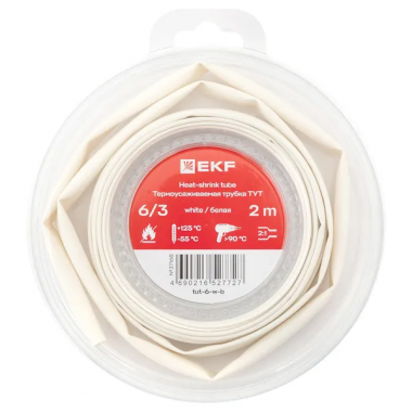 Фотография товара 'EKF tut-6-w-b Термоусаживаемая трубка ТУТ нг 6/3'