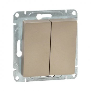 Фотография товара 'EKF UP1-SWC-22 Механизм выключателя, двухклавишный, перекрёстный, шампань Эпика'