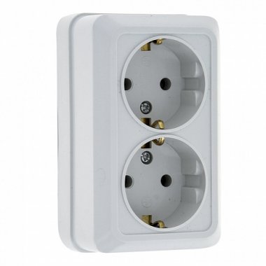 Фотография товара 'EKF Розетка 2-местная, 16А, с заземлением, с защитной шторкой ENR16-128-100'