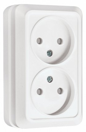 Фотография товара 'EKF Розетка 2-местная, 10А, без заземления, белая с защитной шторкой ENR10-102-100'