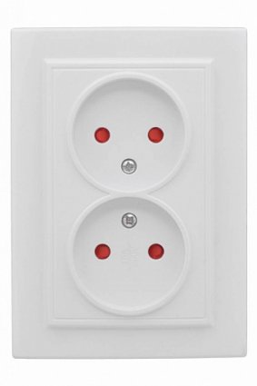 Фотография товара 'EKF Розетка 2-местная СП без заземления 10А с защитной шторкой Basic ERR10-102-100'