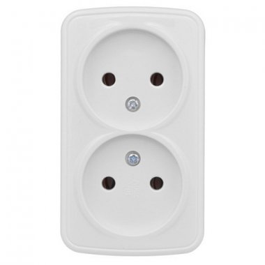 Фотография товара 'EKF Розетка 2-местная ОП 10А без заземления Basic EGR10-102-10'