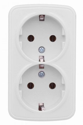 Фотография товара 'EKF Розетка 2-местная ОП 16А с заземлением Basic EGR16-128-10'