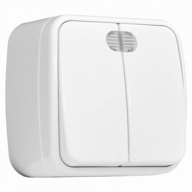 Фотография товара 'EKF Выключатель 2-клавишный ОП 10А с индикатором Basic EGV10-123-10'