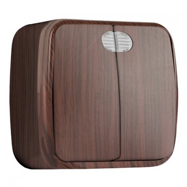 Фотография товара 'EKF Выключатель 2-клавишный ОП Минск 10А с индикатором EGV10-123-40'